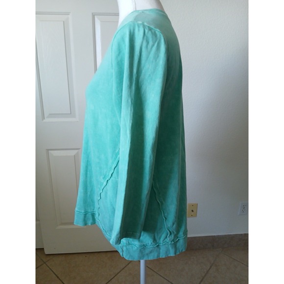 LOGO by Lori Goldstein‎ Lounge Sun Faded Cotton Sweatshirt  Green Size XS - Picture 5 of 16